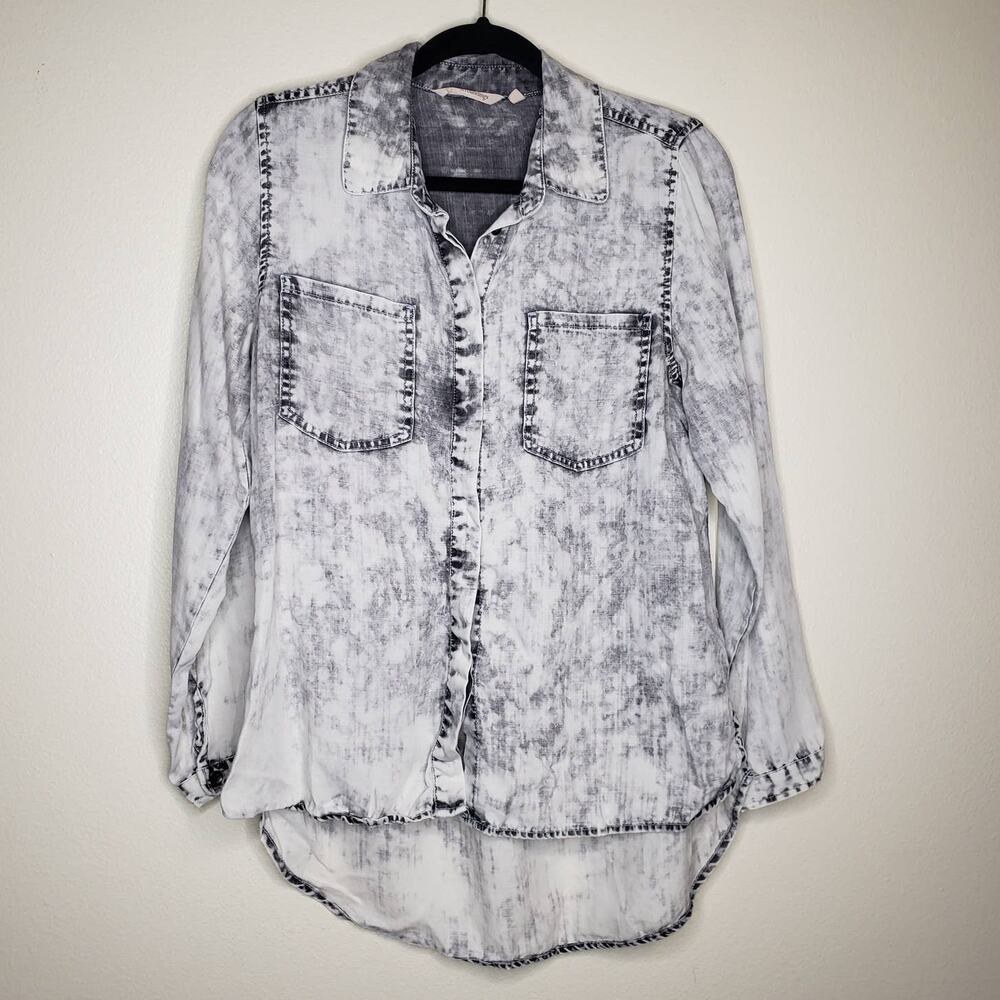 Soft Surroundings| Acid wash Gray Button Down Shirt